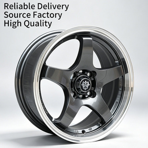 Jantes Flowtone en promotion – Jante en alliage de 15 pouces à <span class=keywords><strong>5</strong></span> branches 15x7 ET38 4x100 gris foncé usiné pour Honda Fit Toyota Vios - Product Image 1
