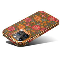 Étui de téléphone Denior Cork à imprimé floral avec cadre électro-plaqué, compatible avec la charge magnétique pour iPhone 15/14/13/12 Series