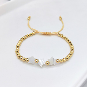 Kruis 18K Vergulde Natuurlijke Shell Kralen Niet Fade Vergulde Kralen Roestvrij Staal Kraal Armband Voor Vrouwen Sieraden - Product Image 5