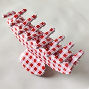 Nouveau doux Plaid motif impression acétate cheveux griffe grand 10cm anti-dérapant pinces <span class=keywords><strong>à</strong></span> cheveux femmes exquis élégant Style pastoral cheveux <span class=keywords><strong>crabe</strong></span> - Product Image 4