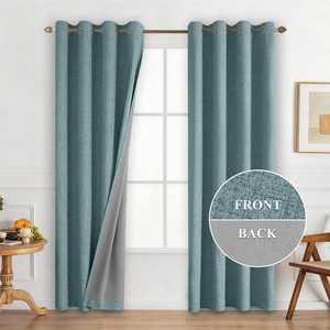 Cortinas Opacas de Poliéster Color Verde Azulado de Primera Calidad, con Ojales, Aislantes Térmicas, Bloqueadoras de Luz, para Sala de Estar, Dormitorio, Decoración del Hogar - Product Image 1