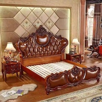 Ensembles de Chambres à Coucher de Luxe Européens, Cadre en Bois Massif, Écologiques, Durables, Nouveau Design, Lit en Cuir Capitonnée, Chambre à Coucher Haut de Gamme