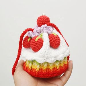 Bolso de Fresa con Forma de Pastel Elegante para Mujer, Tejido a Mano con Hilo, Accesorios de Moda de Ganchillo Estampado EFANBEANIE 150g - Product Image 3