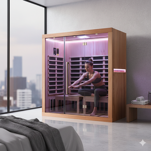 Sauna infrarouge moderne pour 4 personnes avec logo personnalisé OEM ODM, construction en bois massif, certifié ETL/CE, pour utilisation en salle de sport ou appartement, fabrication en usine - Product Image 5