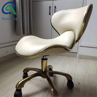 Qunpeng Salon Gold Base Styling Metall hocker Beauty Chairs Verstellbare Pediküre Maniküre Hocker Drehbare Friseurs tühle mit Rad