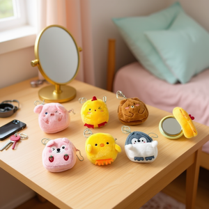 Sac miroir en peluche série animaux 3D, porte-monnaie de 11 cm avec porte-clés pour femmes et filles - Product Image 3