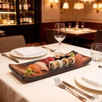 Assiette de sushi zen asiatique en céramique de grès, écologique et durable, pour restaurant, hôtel, fête, sashimi, buffet, plat de teppanyaki, viande rôtie