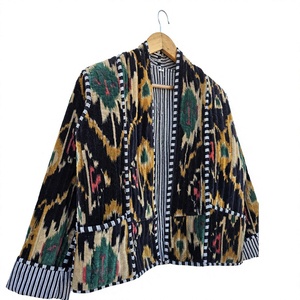 Geometric Printed Blazer <b>Women</b> <b>Shawl</b> Collar Full Sleeve Autumn Outerwear Contrast Color Woven Polyester Jacket gift for her - Product Image 4