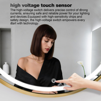 Interrupteur à capteur tactile capacitif haute tension 220V 500W pour miroir LED avec variateur d'intensité et alimentation, prise ES/US