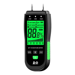 R & d MT-19 medidor de umidade de madeira, medidor digital de umidade, higrômetro, madeira úmida, detector, testador de construção, umidade, papelão