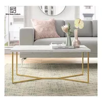 Hot Sale Marmorplatte Gold Metall beine Zeitgenössischer Couch tisch Moderner Sofa tisch Akzent tisch