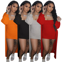 2021 nueva llegada ropa de 2 piezas trajes vestido de las mujeres conjuntos de manga larga cardigan conjunto de dos piezas de ropa de las mujeres