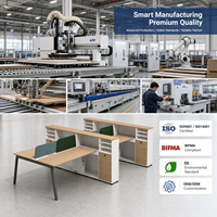 Poste de travail modulaire moderne pour bureau, double écran décalé avec rangement intégré, crédence et bibliothèque