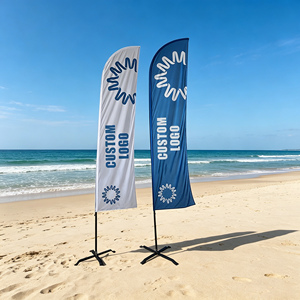 Custom Double Side Printing Teardrop Trade Show Exhibition Display Feather Beach Flag - Product Image 1