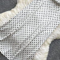 Robe élégante à pois à manches courtes pour femme, col Peter Pan en dentelle, taille cintrée avec nœud, robes d'été coupe trapèze