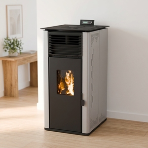 Poêle à granulés moderne et écologique de 6 kW pour salon, fonctionnement <span class=keywords><strong>silencieux</strong></span>, combustion propre, offre une expérience de chauffage ultime, 90 % de rendement - Product Image 2
