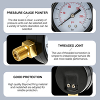 2.5" Dial 0-16bar Dual Scale Brass Radial Bottom Mount Pressure Gauge for Air Compressor Water Treatment Industrial Pipeline