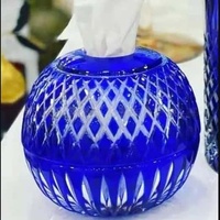 Boîte à mouchoirs en verre cristal sphérique taillé au diamant, distributeur de serviettes rond de luxe pour salle de bain, table à manger, décoration intérieure