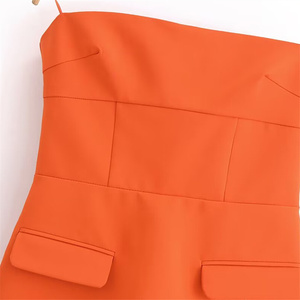 SHENZHU Collezione Primavera 2025 Donna Nuovo Abito Corto Senza Spalline a Tubino Tinta Unita 3067311 Stile Dolce in Tessuto Pettinato Tinto in Tinta Unita - Product Image 3