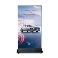 Écran d'affichage publicitaire vertical mobile couleur pleine, 75/85/98 pouces, pour intérieur, avec télécommande et dos métallique