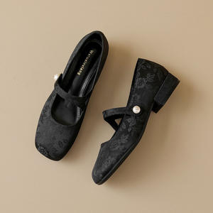 Zapatos de Novia de Cuero Genuino Premium con Suela Blanda, Estilo Mocasín, Tendencia de Moda 2026, Verano Otoño, Estilo Francés Mary Jane Casual con Tacón Cuadrado - Product Image 2