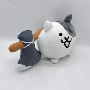 HY7 juguete de gato de batalla redondo de dibujos animados suaves con mango marrón de felpa hacha Prop regalos de cumpleaños gato gris Animal de peluche - Product Image 4