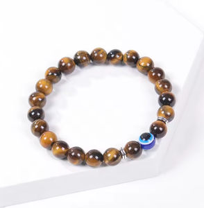 Bracciale da uomo in ematite da 8 mm con perle geometriche blu opache, design a cerchio singolo, ideale per anniversari - Product Image 6
