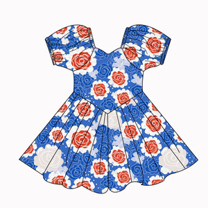 Ruidian Summer Milk Silk Dress for <strong>Little</strong> Girls Cute Casual Short-Sleeved Dress with <strong>Red</strong> &amp; Blue Independence Day Printed Pattern - Product Image 2