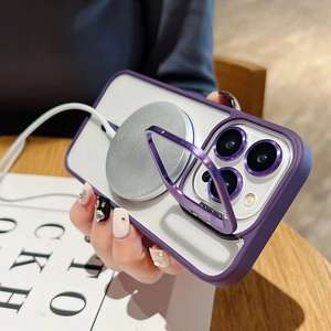 Custodia Magnetica con Supporto in Metallo per <span class=keywords><strong>iPhone</strong></span> 17 16 15 14 <span class=keywords><strong>Pro</strong></span> Max <span class=keywords><strong>11</strong></span>, Protezione <span class=keywords><strong>Fotocamera</strong></span> in Vetro, Cover Trasparente - Product Image 6