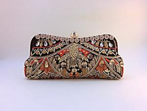 Handcrafted Lightweight Modern Square Decorative Zari Embroidery <b>Jewelry</b> Bag with Fine Beaded Workmanship for Home Decoration - Product Image 5