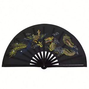 Regalos Festivos, Accesorios de Baile, Abanicos Plegables Promocionales de Gran Tamaño, Abanicos de Mano de PVC Estilo Kung Fu, Abanico de Mano de Bambú y Seda - Product Image 3