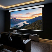 Écran de projection motorisé de 84, 100, 120, 150, 200 pouces, boîtier en fer, écran de projection électrique en fibre de verre blanc mat pour la maison et le bureau