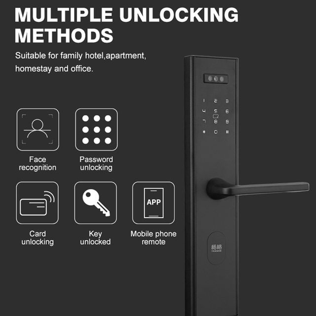 Newly Design Style Custom Smart Biometric 3D Face Recognition Electric Intelligent Digital Door Lock With Camera