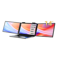 Moniteur portable Eimio 14'' 1080P à triple écran Type-C avec extension d'écran pour usage professionnel, extension d'écran d'ordinateur portable, Plug & Play, OEM