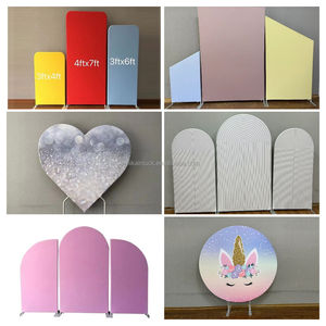 Couverture <span class=keywords><strong>d</strong></span>'arche de mariage NIKA Matte Spandex Fitted pour support de toile de fond <span class=keywords><strong>Chiara</strong></span> Round Top - Product Image 6