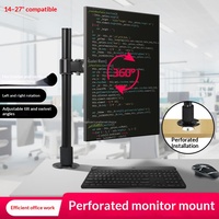 Support universel noir pour moniteur surélevé, support de bureau réglable en hauteur avec base réglable et trous de fixation universels