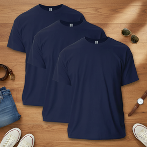 T-shirt da uomo vintage a maniche corte in cotone ultra, tinta unita, stile G2000, blu navy (confezione da 3) 4XL - Product Image 1