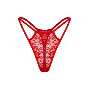 Tanga de encaje sexy para mujer, lencería de punto calada de tiro bajo - Product Image 5