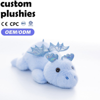 Fabrieksgroothandel Zachte Pluizige Blauwe Dinosaurus Pluche Charm Glanzende Vleugel Draak Tas Accessoire Feestdag Cadeau voor Jongens