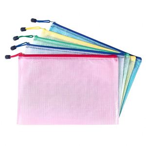 Bolsa de malla con cremallera, carpetas de plástico con cierre, bolsa impermeable para documentos tamaño carta para suministros de oficina - Product Image 1
