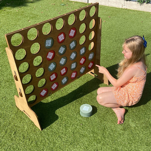 Play Platoon Giant Wooden 4 in a Row Game Drop Four Connect Board Game Outdoor Lawn Game Rack Shelf for Children Baby