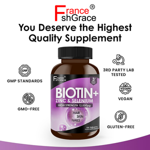 <span class=keywords><strong>Biotine</strong></span> + <span class=keywords><strong>zinc</strong></span> et sélénium aident à traiter et à maintenir des cheveux, une peau et des ongles sains végétarien sans OGM 180 comprimés - Product Image 3