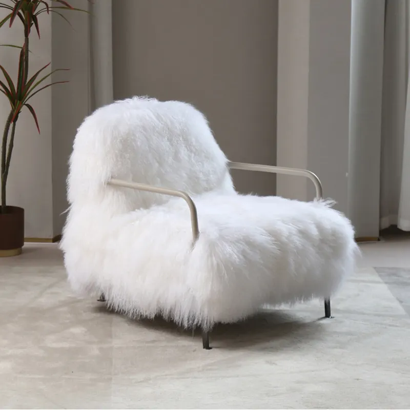 Italian minimalist wool sofa chair Light luxury single chair Modern designer leisure makeup chair