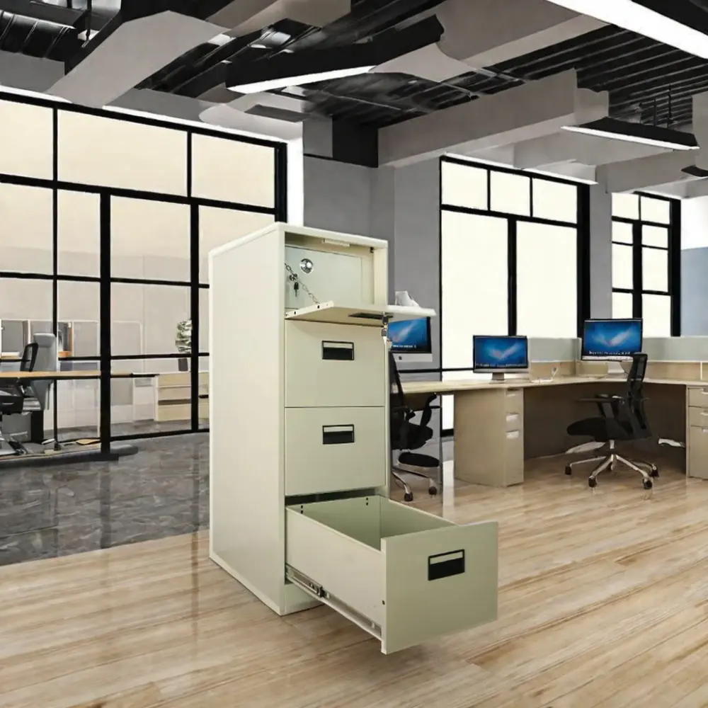 Nouveau mobilier de bureau moderne à 4 niveaux avec serrure à clé Classeur vertical en métal à 4 tiroirs Vente en gros de l'usine