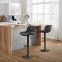 Tabouret de bar moderne réglable en cuir PU, pivotant à 360 degrés, avec repose-pieds