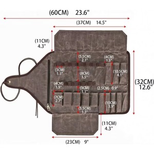 Échantillon gratuit : Sac de transport décontracté en toile cirée, 25 poches, pour ciseaux de sculpture sur bois, pochette à outils multi-usages avec fermeture éclair - Product Image 2