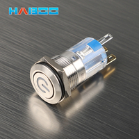 HABOO 16mm métal bouton poussoir interrupteur anneau lampe puissance symbole lumière LED 6V 12V 24V 220V auto verrouillage réinitialisation étanche IP65