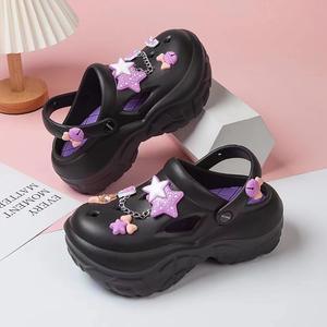 Zuecos de Plataforma Bcoco para Mujer, Color Rosa, Suela Gruesa, con Adornos de Estrellas, Lindas Sandalias de Playa, Aumentan la Altura, Antideslizantes, para Uso en Exteriores - Product Image 4
