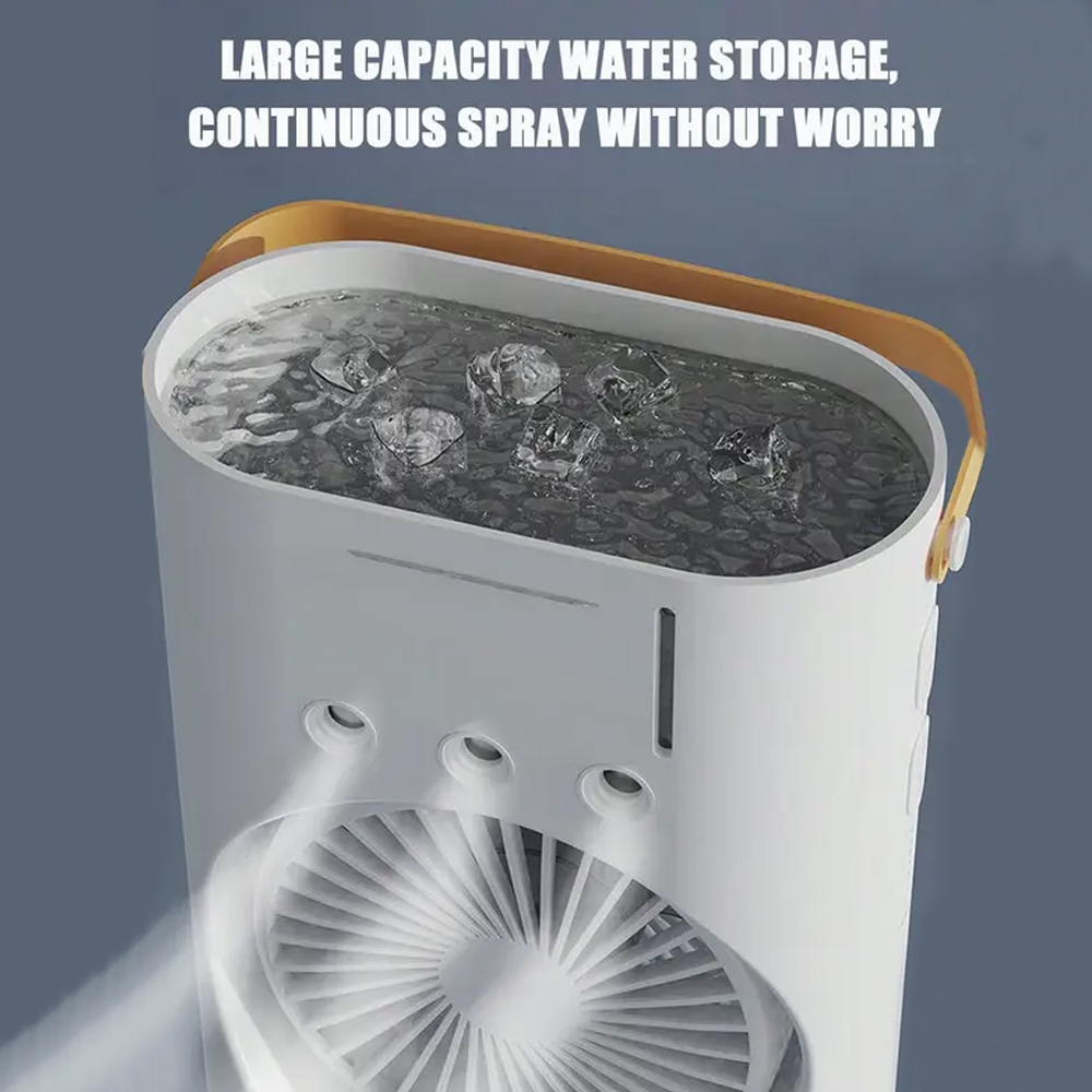 Rechargeable Dual Head Water Mist Air Cooling Fan with LED Light & 600ml Water Tank thumbnail