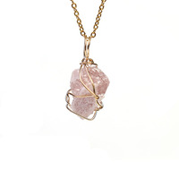 Collier pendentif en pierre brute naturelle enroulée de fil, breloque en cristal de guérison naturelle pour la fabrication de bijoux et cadeaux, vente en gros